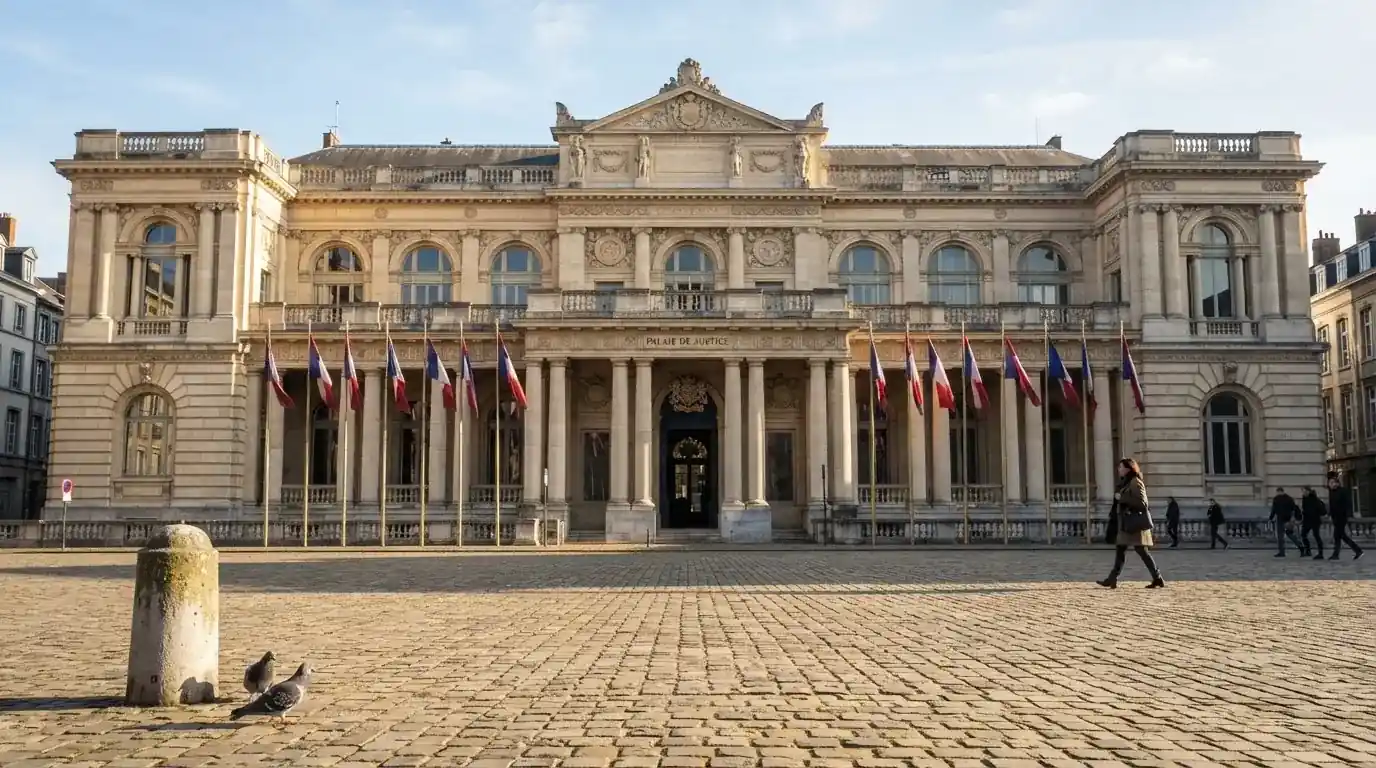 Historická úřední budova s vlajkami na slunečném náměstí — nejlepší krypto casino pro české hráče